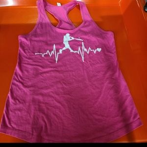 Pink I love baseball tank top xxl